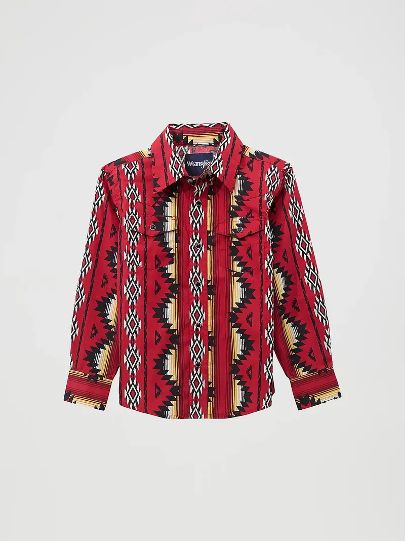 Boy's Wrangler Checotah Long Sleeve Western Snap Shirt - 112369457 1