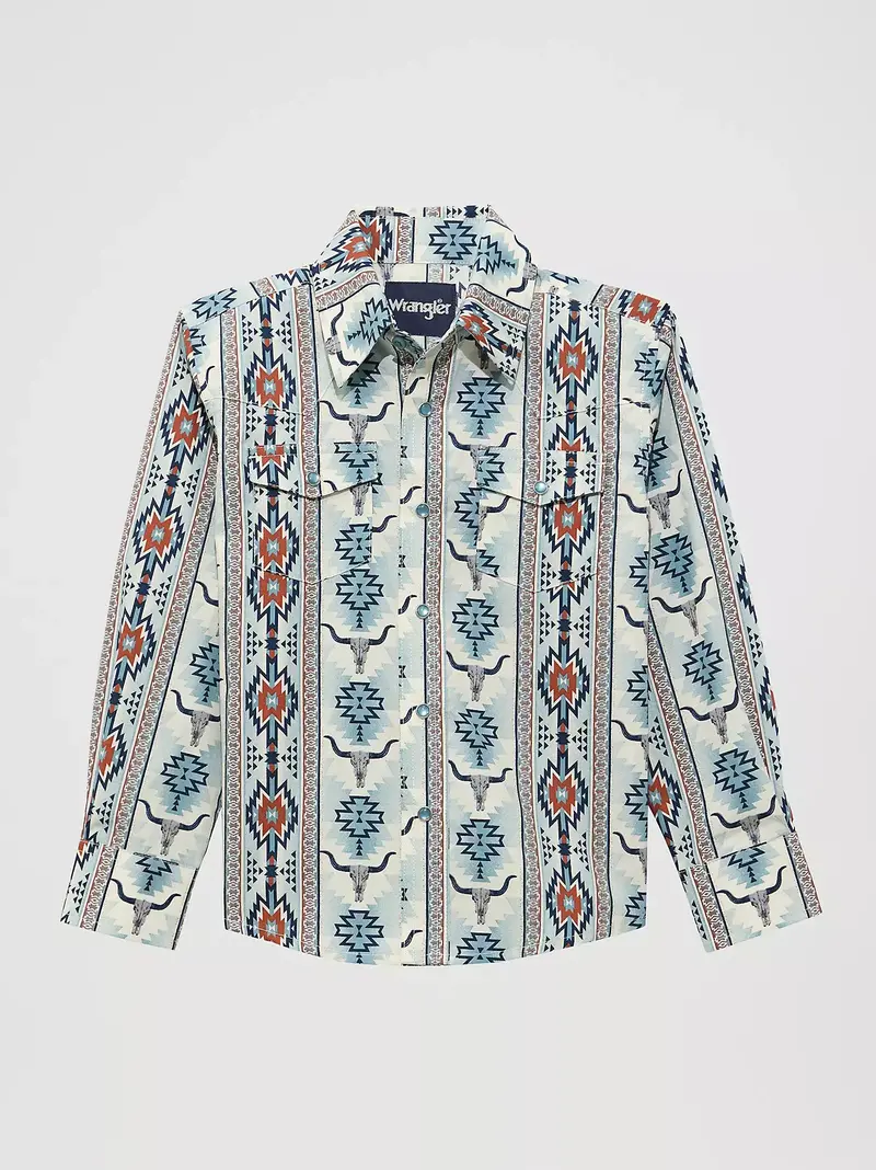 Boy's Wrangler Checotah Long Sleeve Western Snap Shirt - 112374918 1