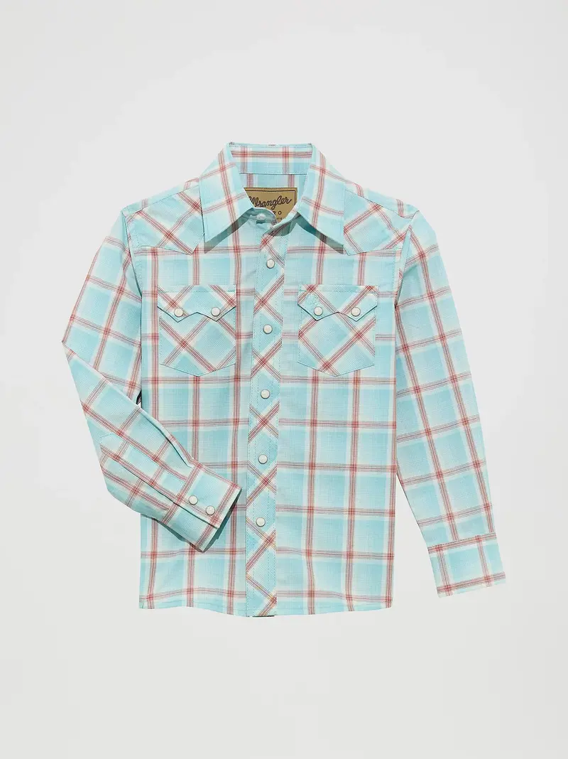 Boy's Wrangler Retro® Western Snap Plaid Shirt With Front Sawtooth Pockets - 112365863 1