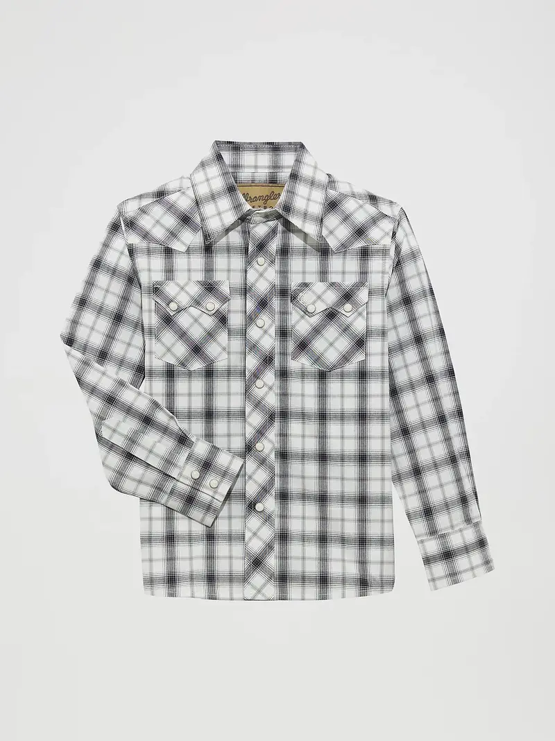 Boy's Wrangler Retro® Western Snap Plaid Shirt With Front Sawtooth Pockets - 112365906 1