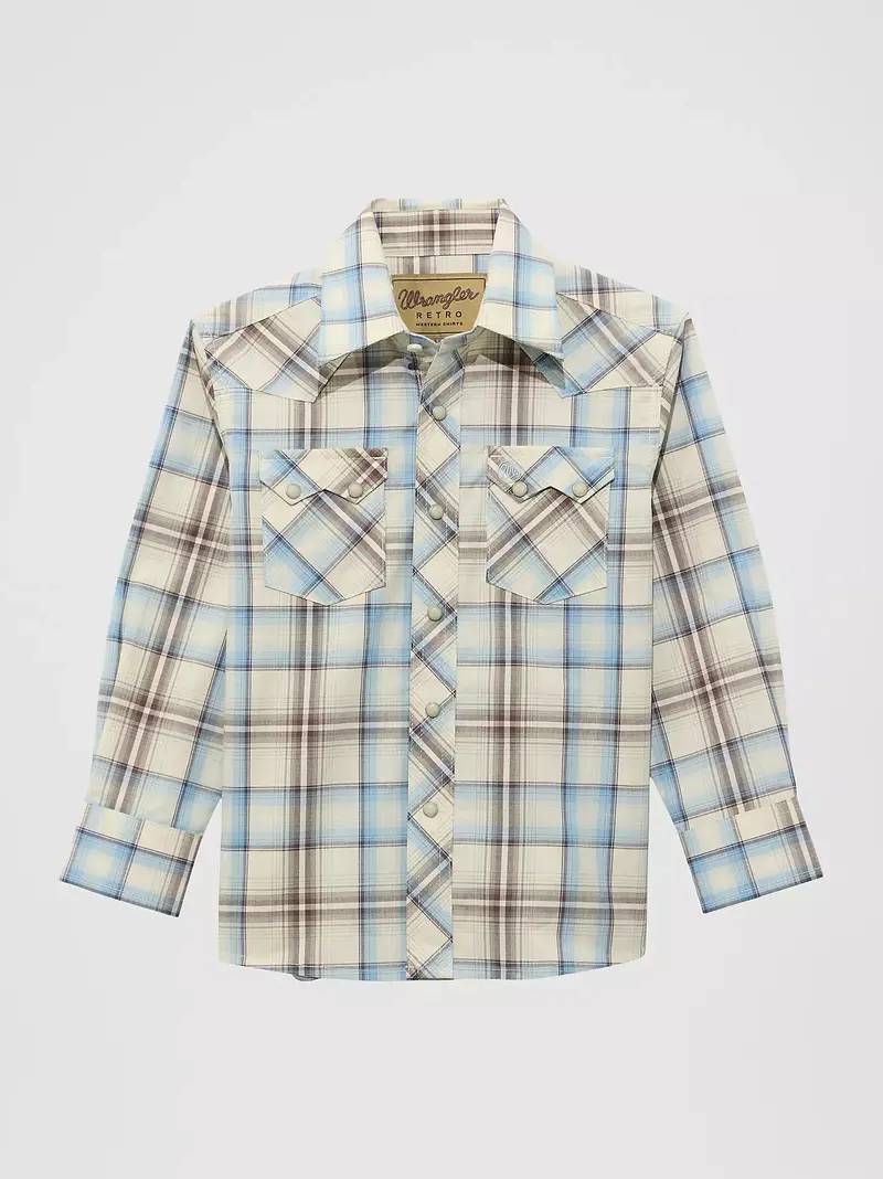 Boy's Wrangler Retro Western Snap Plaid Shirt With Front Sawtooth Pockets - 112374767 1