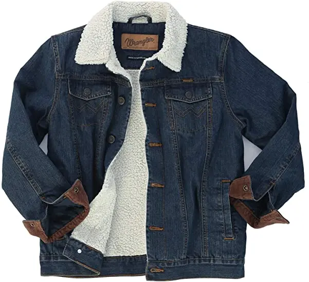 Boy's Wrangler Rustic Sherpa Lined Denim Jacket - 84256Rt 1