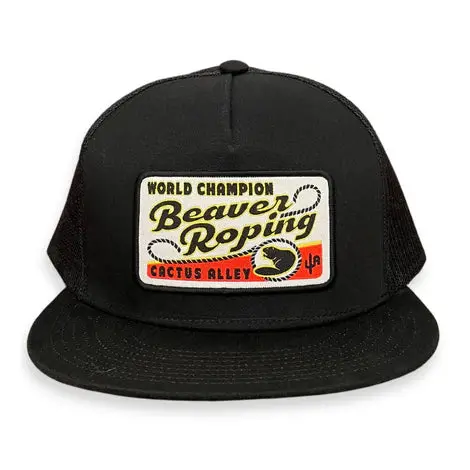 Cactus Alley Black Beaver Roping Snapback Cap - P155 1