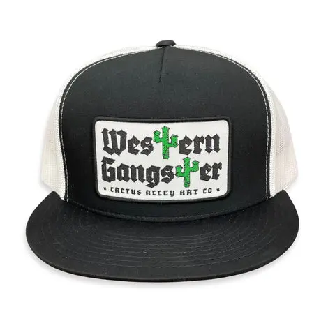 Cactus Alley Black/White Western Gangster Snapback Cap - P149 1