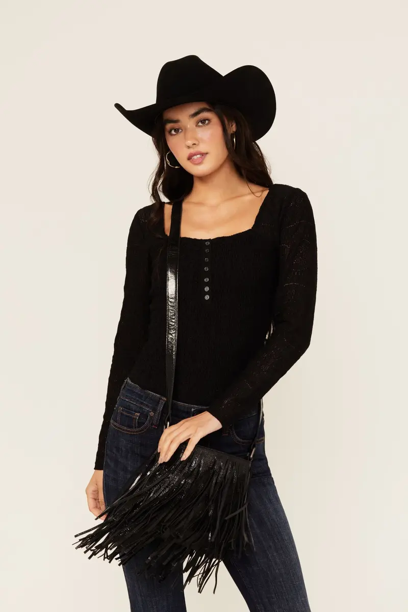 Camarillo Metallic Fringe Suede Crossbody Bag 1