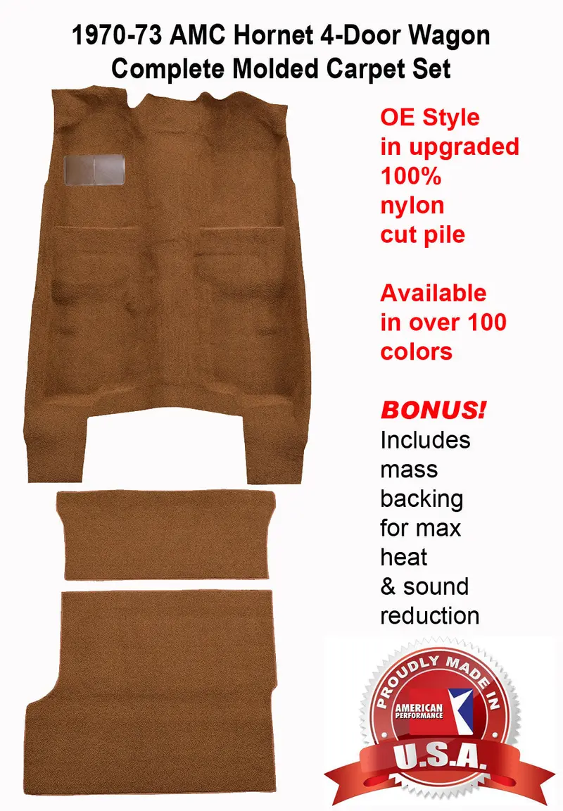 Carpet Set, Oe Correct Molded W/Mass Backing Upgrade, 1970-73 Amc Hornet 4-Door Wagon - Limited Lifetime Warranty (Choose Colors) - Drop Ships In Approx. 2-3 Weeks 1