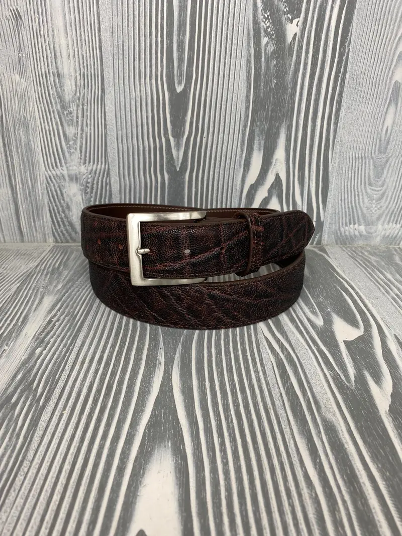 Chacon 1 1/2" Vintage Chestnut Top Grain Genuine Elephant Skin Belt 1