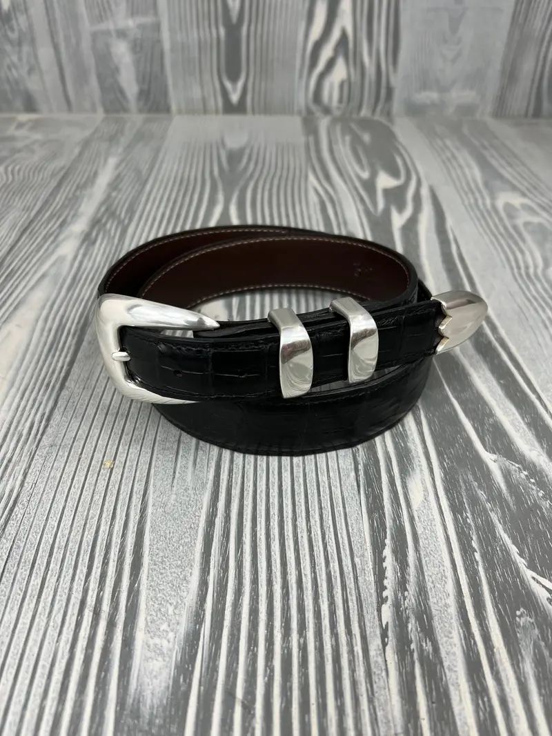Chacon Black Crocodile 1 1/4" Tapered To 1" Belt 1