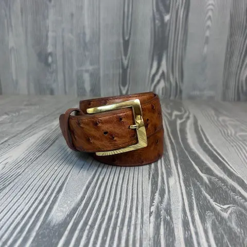 Chacon Brandy Full Quill Ostrich 1 1/2" Belt 1