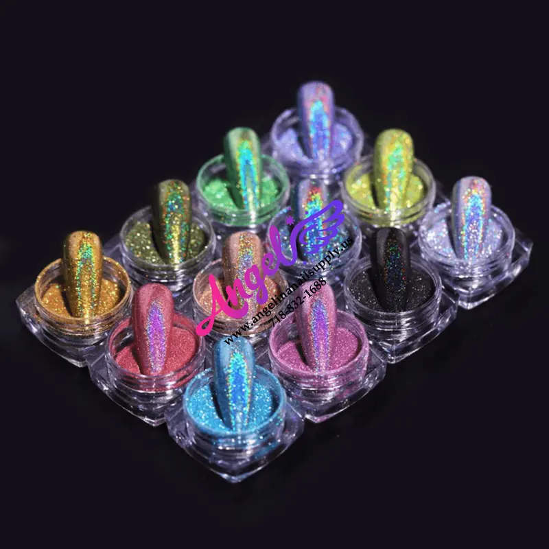 Chrome Holographic Powder Pigment Tcl 12 Colors Pack 1