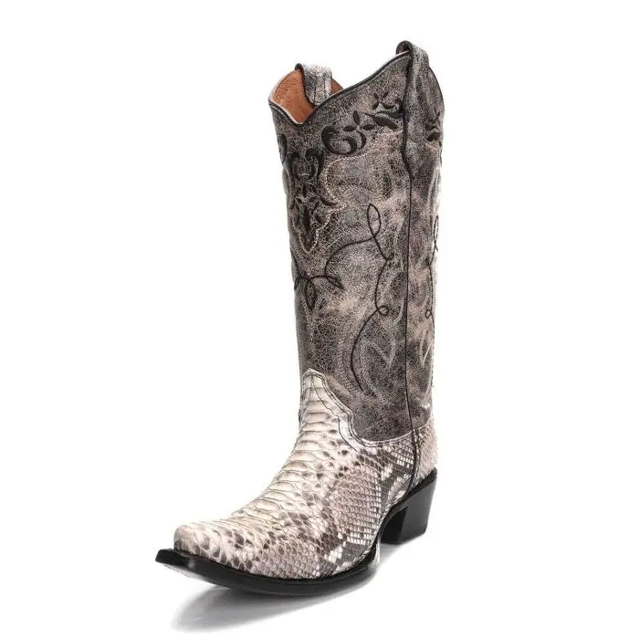 Circle G Womens Natural/Black Python Embroidered Cowboy Boots - L5698 1