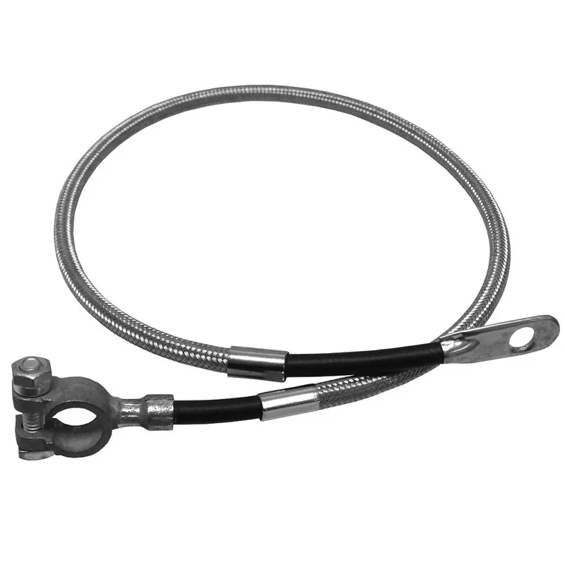 Clearance - Battery Cable, 21" Long Top Post Positive Braided Stainless,1966-91 Amc, Jeep V-8 1