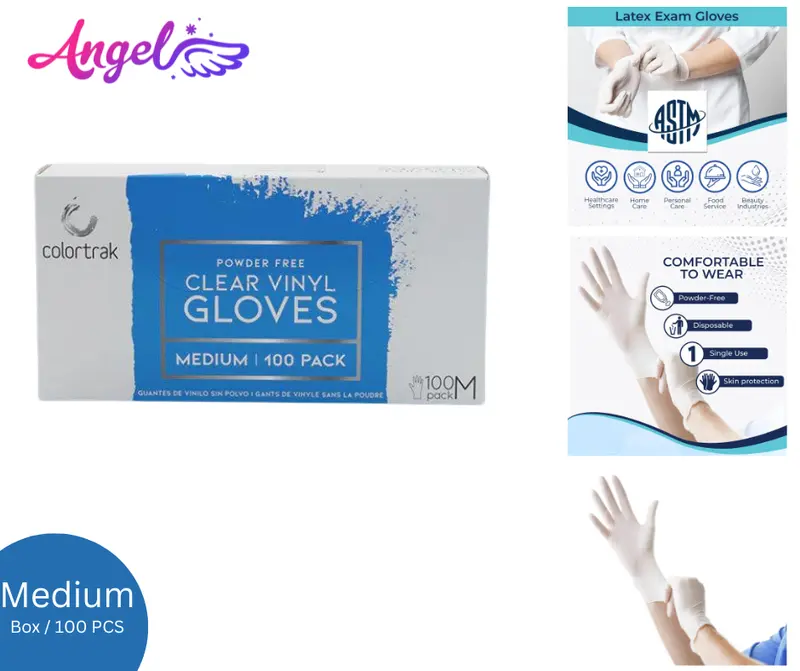 Colortrak Clear Vinyl Glove | Size: Medium 1