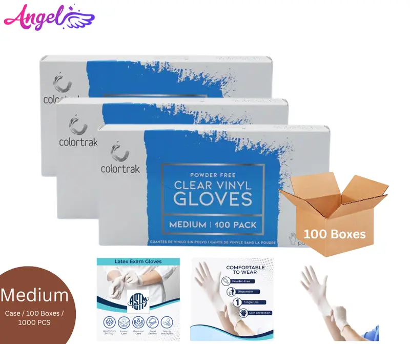 Colortrak Clear Vinyl Glove | Size: Medium (Case/10Boxes) 1