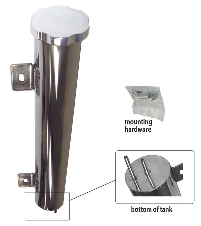 Cooling System Overflow Tank, 2"X10" Polished Aluminum, All Rambler, Amc, Jeep, International 1
