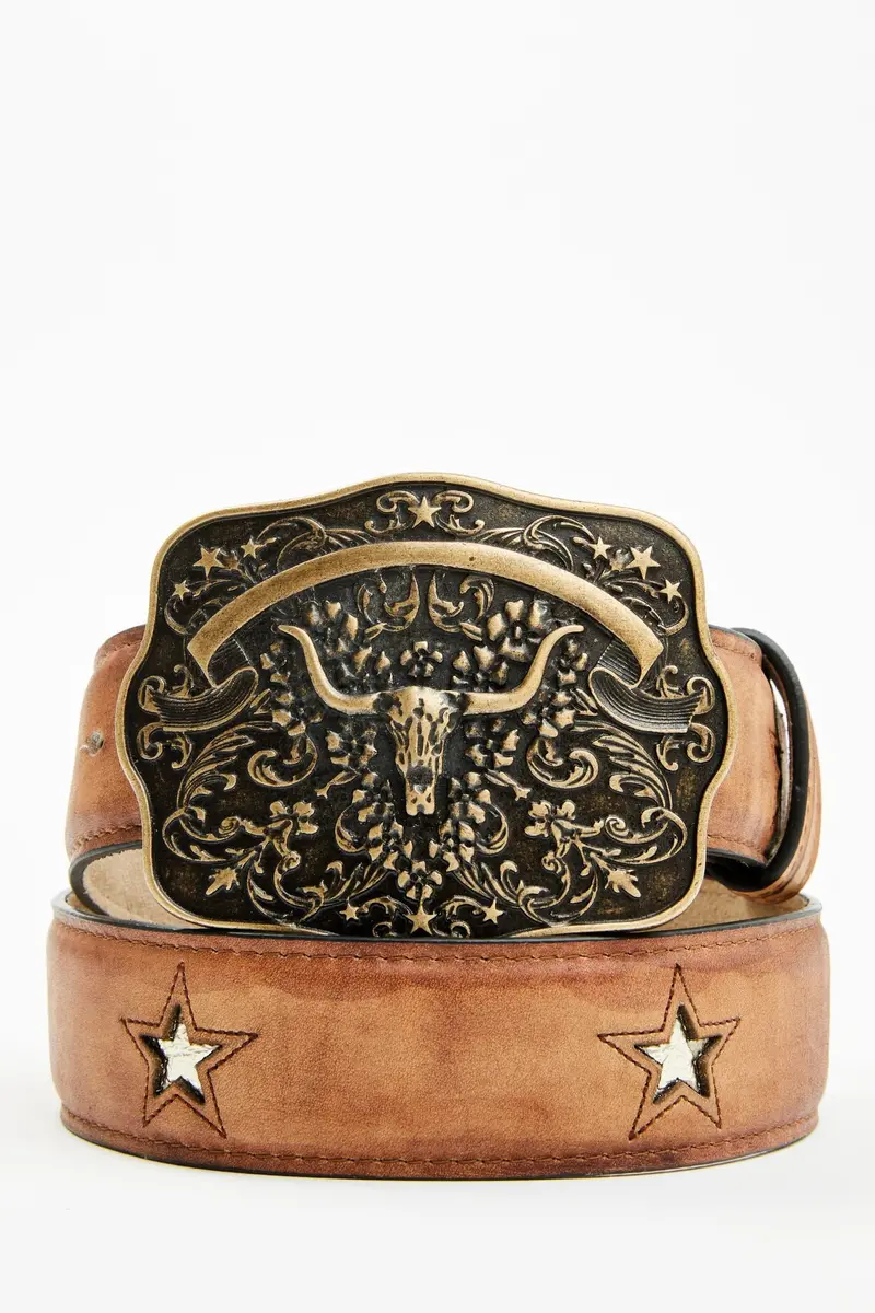 Cordero Longhorn Buckle And Star Cutout Belt 1