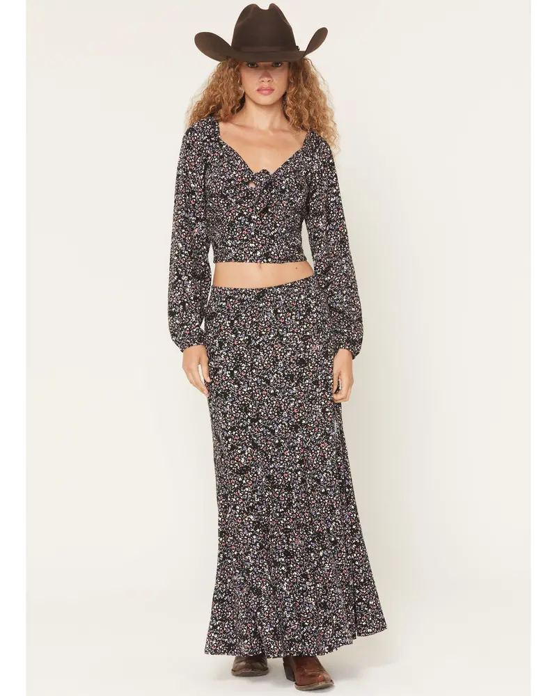 Cory Ditsy Floral Print Long Sleeve Tie-Front Shirt 2