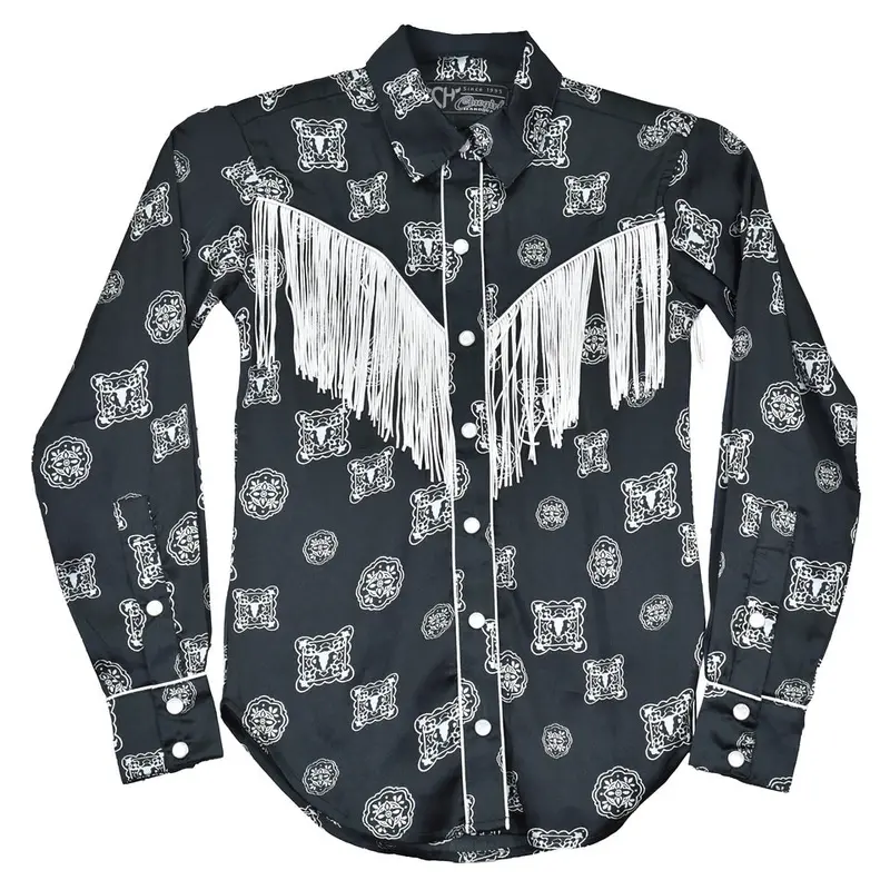 Cowboy Hardware Black Fringe Concho Long Sleeve Shirt - 425687 1