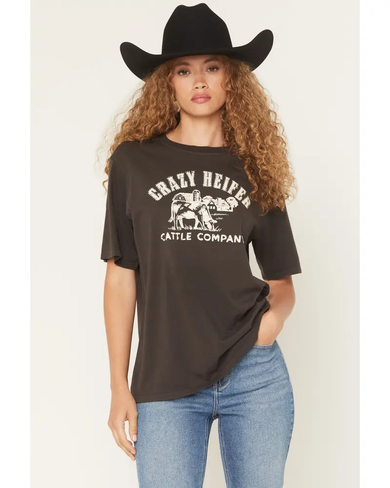 Crazy Heifer Short Sleeve Boyfriend Graphic Tee 1