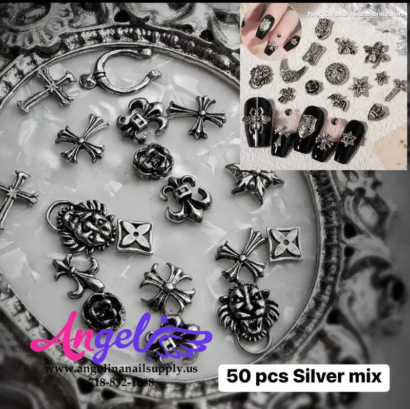 Cross Ancient Gold & Silver Nail Charm 1