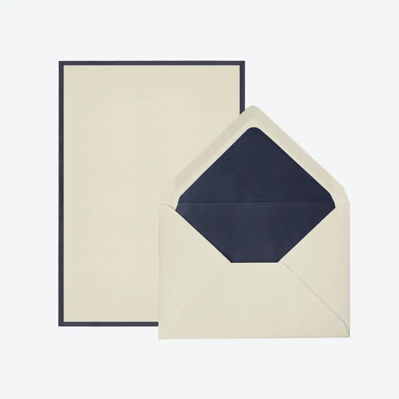 Crown Mill - Letter Set - Silver Line - A5 - Cream/Navy (Set Of 25) 1