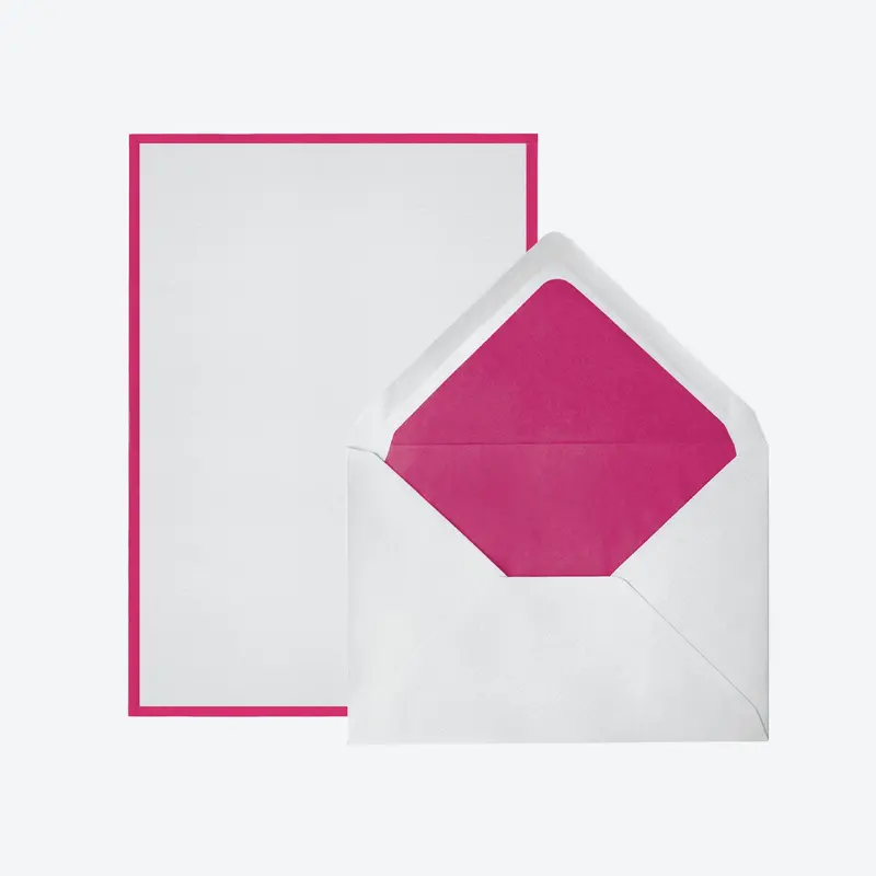 Crown Mill - Letter Set - Silver Line - A5 - White/Pink (Set Of 25) 1