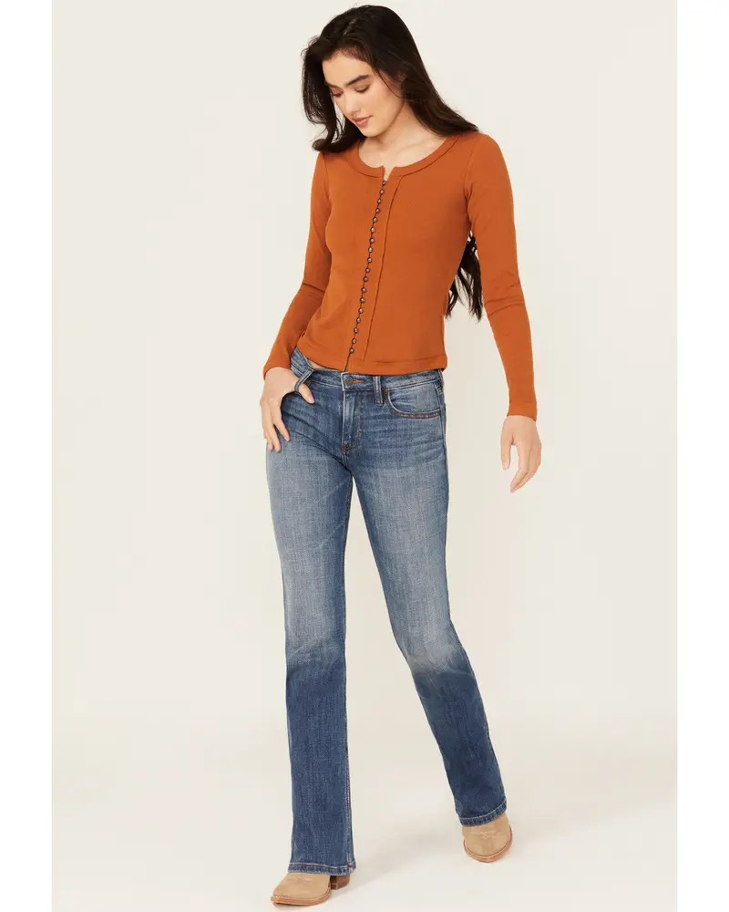 Debbie Rebel Mid Rise Bootcut Super Stretch Denim Jeans 1