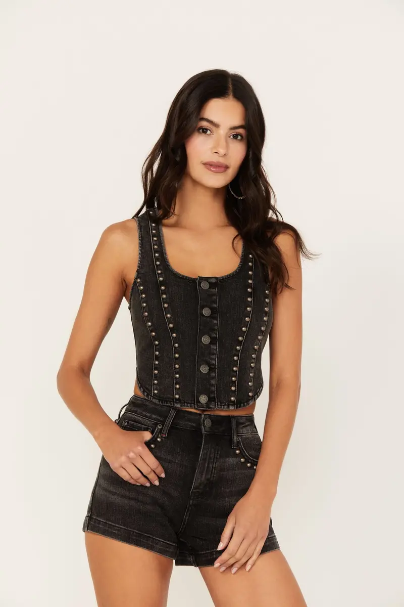 Delrose Drive Studded Denim Vest 1