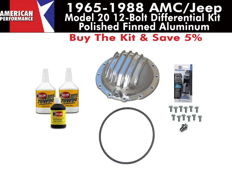 Differential Cover Kit, Model 20, Polished Finned Aluminum, 1965-1988 Amc, Jeep, Eagle - Drop Ships In Approx. 3-4 Weeks 1