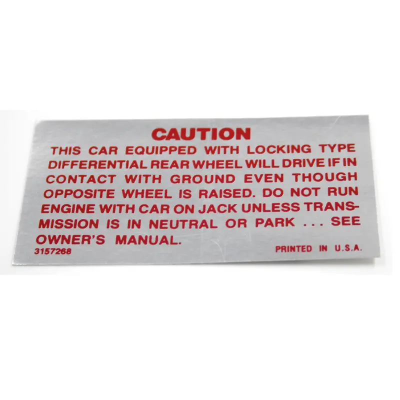 Differential Decal, Twin Grip, 1960-91 Amc, Jeep 1