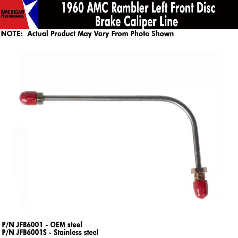 Disc Brake Caliper Line, Front Left, 1960 Amc Rambler (Oe Steel Or Stainless) - Drop Ships In Approx. 4-6 Weeks 1