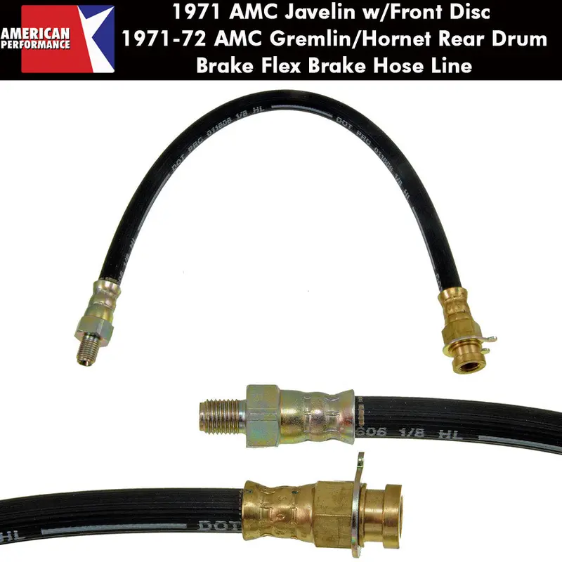 Disc Brake Hose, Front Or Drum Brake Hose, Rear, 1971 Amc Javelin, Javelin Amx, 1971-72 Gremlin/Hornet 1