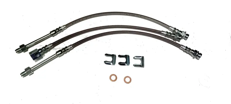 Disc Brake Hose Set, Stainless Braided Front Disc & Rear Drum With Silver Whip, 1973-74 Amc Javelin, Ambassador, 1975-76 Gremlin & Hornet , 1974 Matador 1