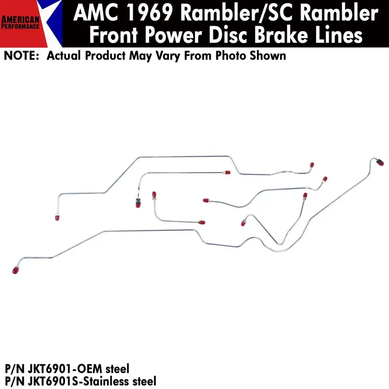 Disc Brake Line, Power Front, 5-Piece, 1970 Amc Amx, Javelin (Oe Steel Or Stainless) - Drop Ships In Approx. 4-6 Weeks 1
