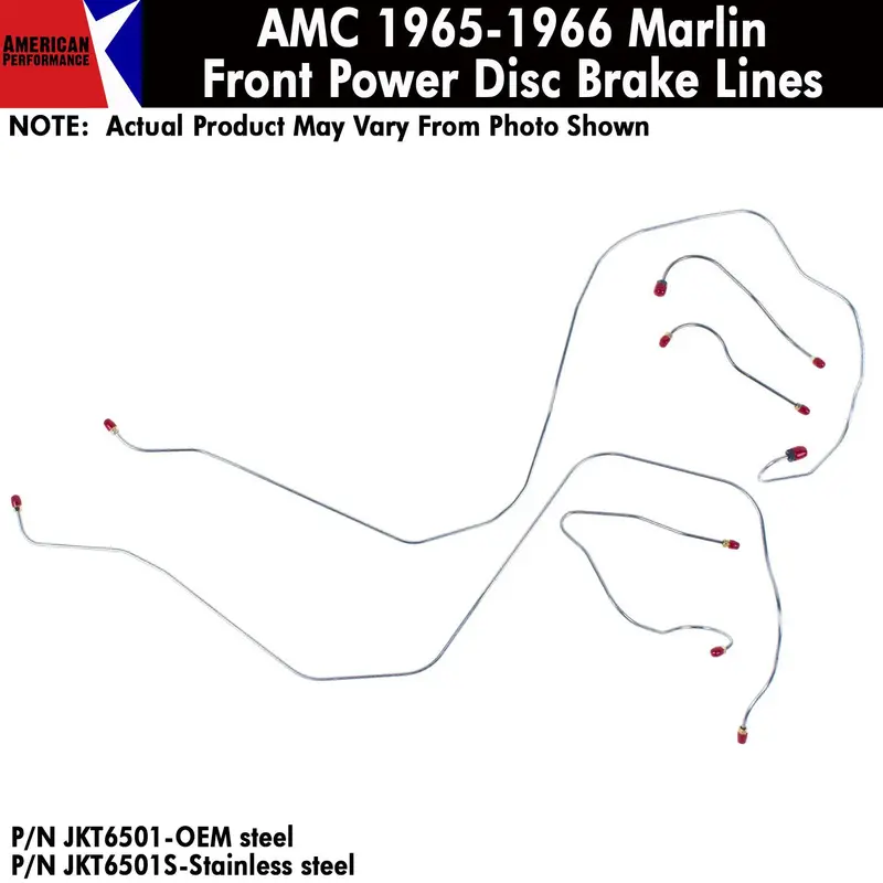 Disc Brake Line, Power Front, 5-Piece Kit, 1965-1966 Amc Marlin (Oe Steel Or Stainless) - Drop Ships In Approx. 4-6 Weeks 1