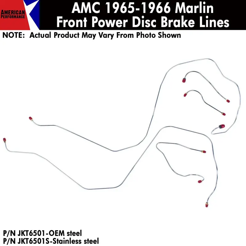 Disc Brake Line, Power Front, 5-Piece Kit, 1968-1969 Amc Amx, Javelin (Oe Steel Or Stainless) - Drop Ships In Approx. 4-6 Weeks 1