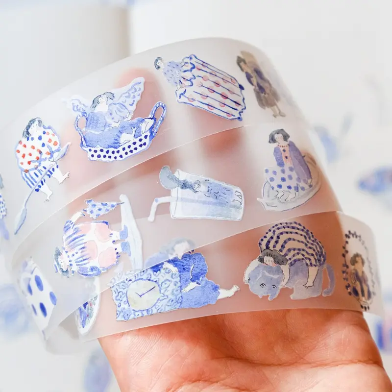 Dodolulu - Washi Tape - Blue And White (Pet) 1