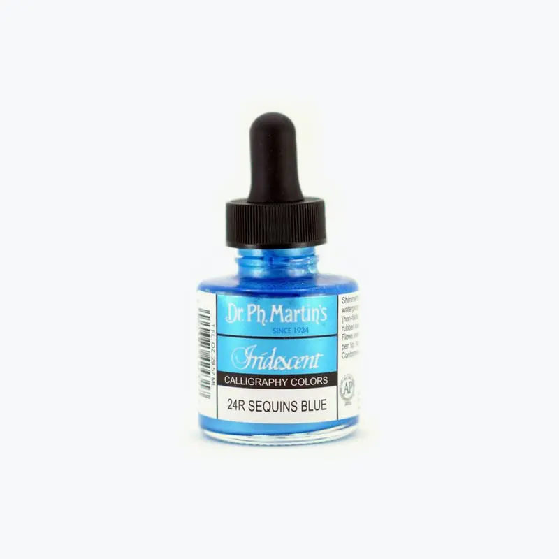Dr. Ph. Martin's - Calligraphy Ink - Iridescent - Sequins Blue (24R) 1