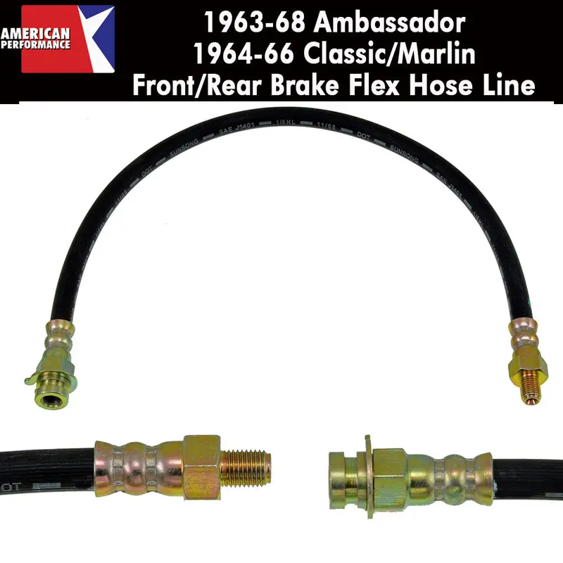 Drum Brake Hose, Front Or Rear, 1963-1968 Amc / Rambler 1