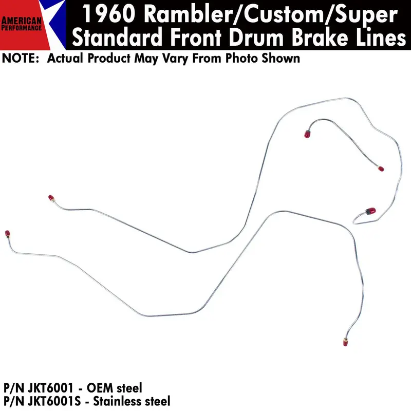 Drum Brake Line, Manul Front, 3-Piece, 1960 Amc Rambler (Oe Steel Or Stainless) - Drop Ships In Approx. 4-6 Weeks 1