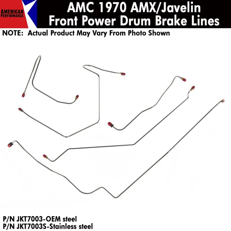 Drum Brake Line, Power Front, 5-Piece, 1970 Amc Amx/Javelin (Oe Steel Or Stainless) - Drop Ships In Approx. 4-6 Weeks 1