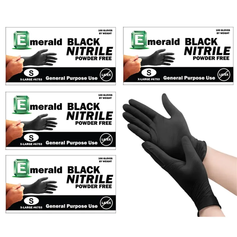 Emerald General Purpose Black Nitrile Gloves (Case/10Boxes) - Size: Small 1