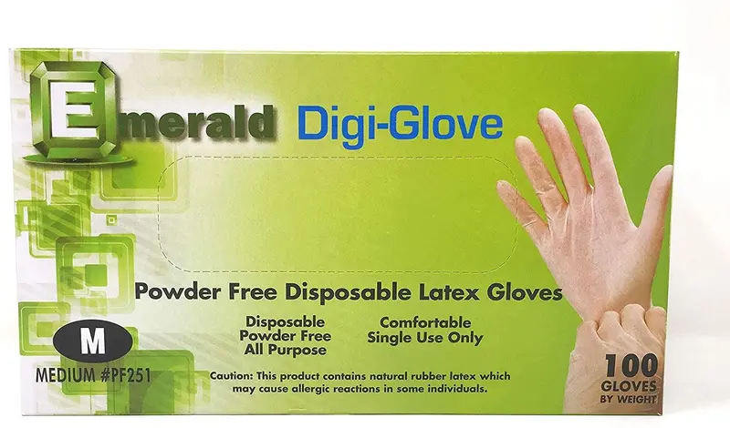 Emerald Latex Digi-Glove - Powder Free(Medium - Case/10 Boxes) 1