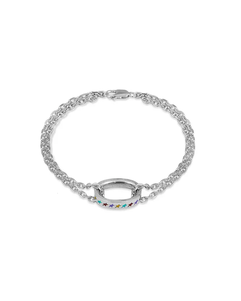 Enameled Multicolor Icon Link Bracelet 1