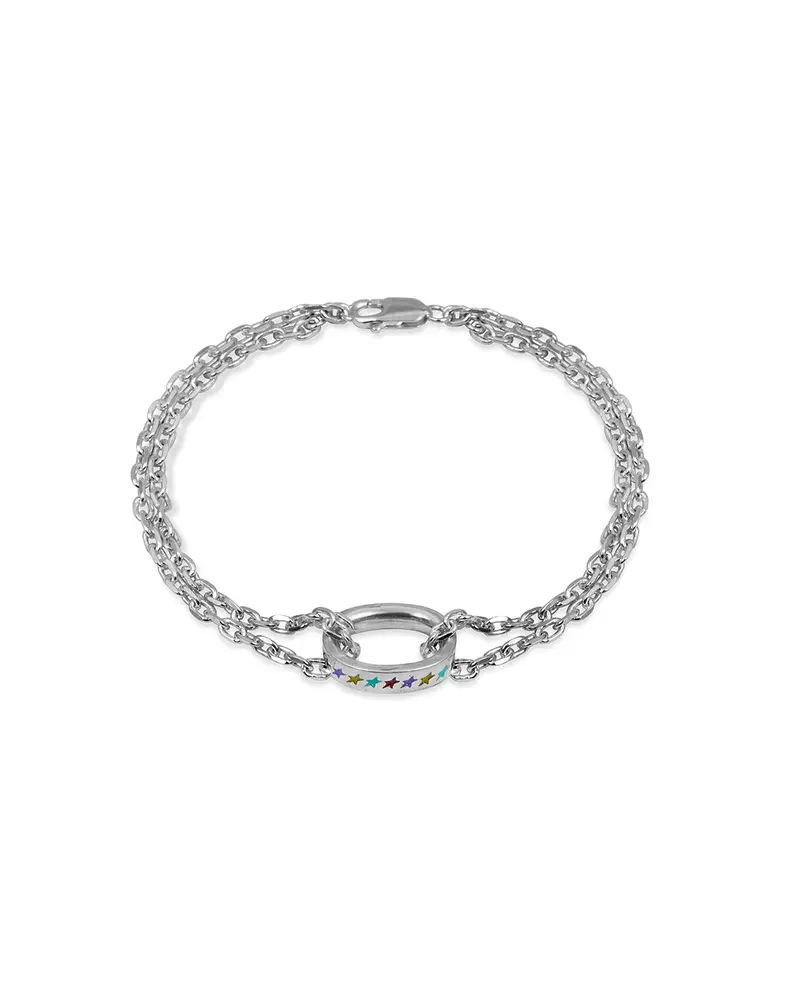 Enameled Multicolor Icon Link Bracelet M 1