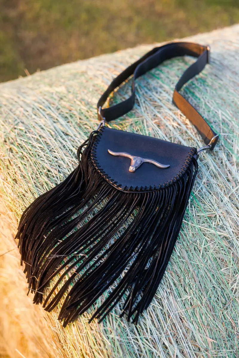 Esperanza Longhorn Leather Fringe Crossbody Bag 1