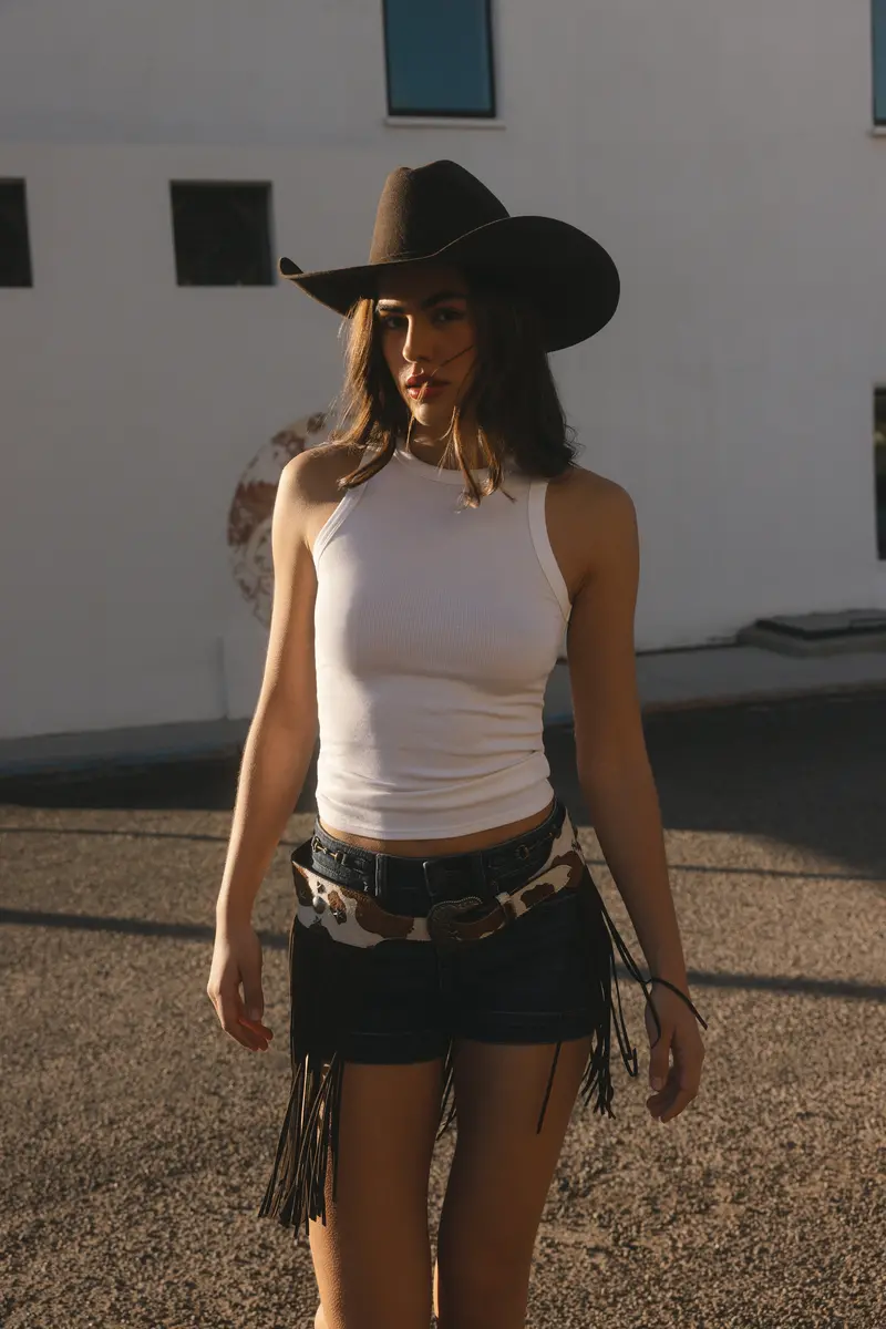 Festival Fringe Hair-On Star Concho Belt 1