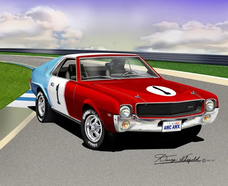 Fine Art Print, 1969 Amc Amx, 16"X20", By Danny Whitfield (11 Body Colors) - Drop Ships In Approx. 3-4 Weeks 1