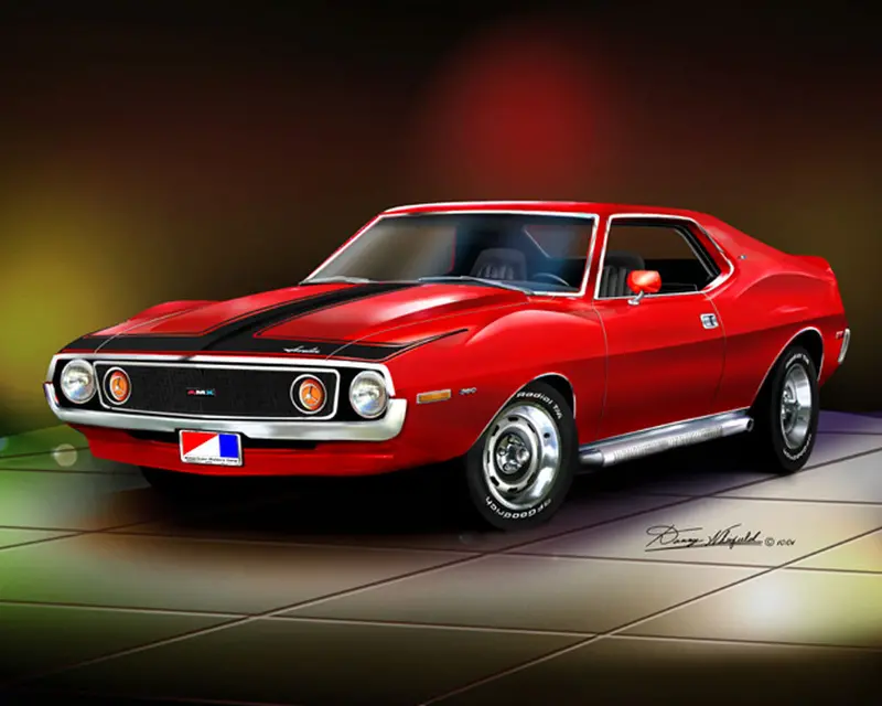 Fine Art Print, 1971-73 Amc Javelin Amx, 16"X20", By Danny Whitfield(9 Body Colors) - Drop Ships In Approx. 3-4 Weeks 1