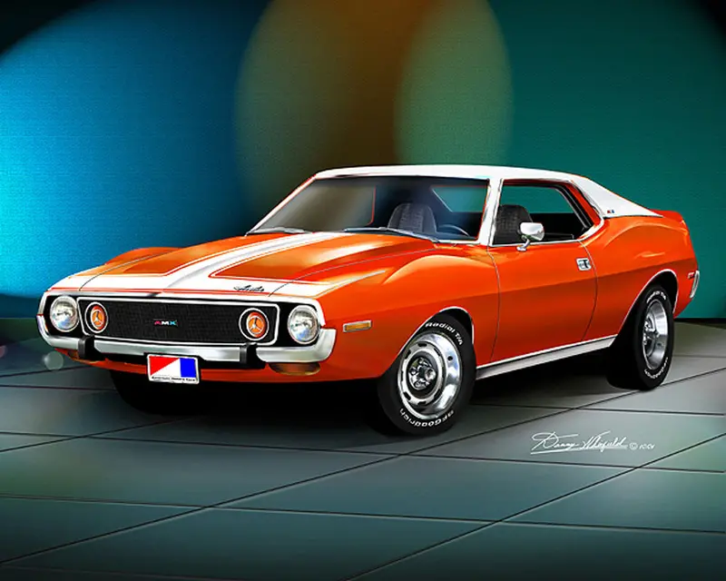 Fine Art Print, 1974 Amc Javelin Amx, 16"X20", By Danny Whitfield (9 Body Colors) - Drop Ships In Approx. 3-4 Weeks 1